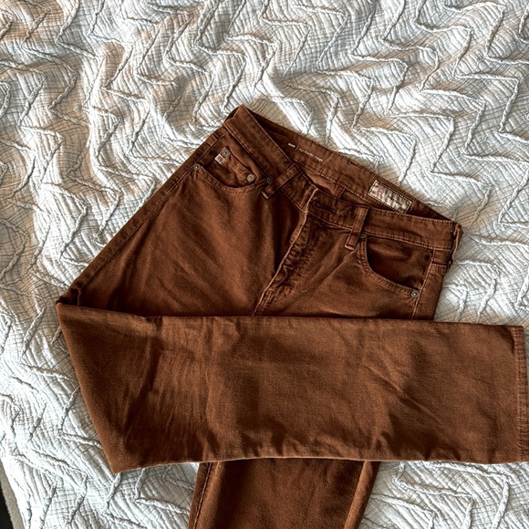 NWOT AG Mari High Rise Slim Straight corduroy 1 year sulfur caramel color - Picture 4 of 7